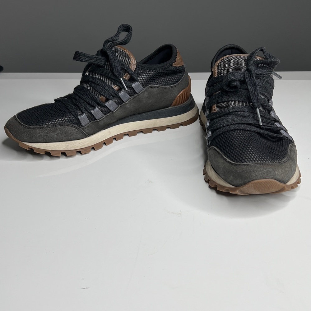 Brunello Cucinelli Sz 38 Stardust Suede Monili Metallic Cashmere Laces Sneakers